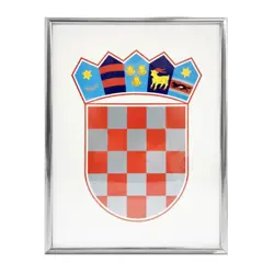 Grb Republike Hrvatske metalni okvir srebrni, 21x30 cm