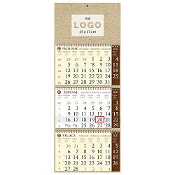 Kalendar trodjelni sirio EKO SMEĐI, 3 dijela spirala (3x12 l) 25x65cm, pok, vrećica (reciklirani papir), P/50