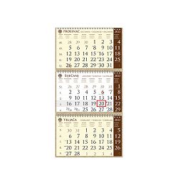 Kalendar trodjelni sirio EKO SMEĐI, 3 dijela spirala (3x12 l) 25x68cm, nad.25x17cm, pok, vrećica (reciklirani papir) "NZ"