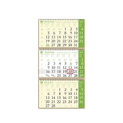 Kalendar trodjelni sirio EKO ZELENI, 3 dijela spirala (3x12 l) 25x68cm, nad.25x17cm, pok, vrećica (reciklirani papir) "NZ"