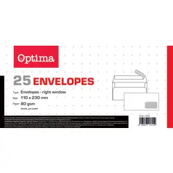 Kuverta 11x23 ABT/PD strip bijela 80gr. OPTIMA OFFICE 23161 25/1 P20