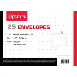 Kuverta 229x324 C4 strip bijela 90gr. OPTIMA 230308 250/1
