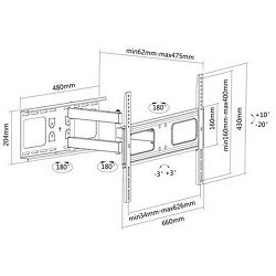 Manhattan TV nosač zidni 37"-70", do 50kg, crni