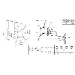 Manhattan TV nosač zidni 13"-43" do 20kg, crni