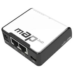 Mikrotik RBmAP2nd, mAP, 650MHz CPU, 64MB RAM, 2×LAN, 2.4Ghz 802.11bgn Dual Chain wireless, integrirana antena, microUSB, RouterOS L4, plastićno kućište, PSU , POE-out