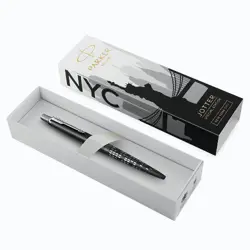 Olovka kemijska Parker Jotter, Global Icon New York, crna, vrh medium, plava tinta