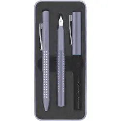 Pisaća garnitura Faber Castell, kemijska olovka + nalivpero, siva
