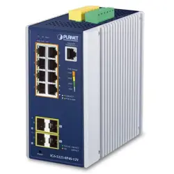 Planet Industrial L2 8-Port 10 100 1000T 802.3at PoE 2-Port 100 1G SFP 2-Port 100 1G 2.5G SFP Managed Ethernet Switch w 12V Booster
