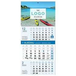 "Poslovni PLAVI" A4 trodjelni kalendar, 12 list., dim: 21x34,7cm, PVC vrećica, pokazivač, P/50