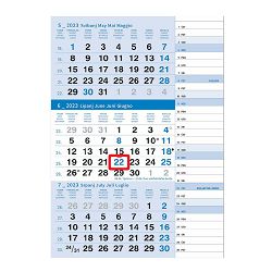 "Poslovni PLAVI planer" trodjelni kalendar, 12 list., dim: 29,5x62cm, neuvezani PVC vrećica, pokazivač, P/50
