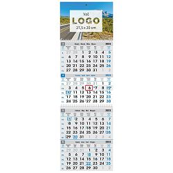 "Poslovni PLAVO-SIVI" četverodijelni kalendar, 12 list. x 2, dim: 27,5x87cm, PVC vrećica, pokazivač, P/25