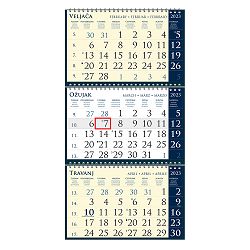 "Poslovni SIRIO dark blue" neuvezani trodijelni kalendar, 3x12list., dim:25x68cm, vrećica, pokazivač, P/50