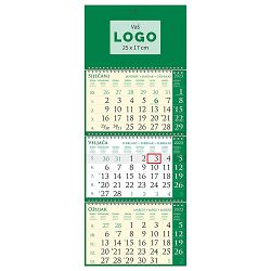 "Poslovni SIRIO Pino Verde zeleni" trodjelni kalendar, 3x12 list., dim: 25x65cm, vrećica, pokazivač, P/50