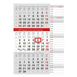 "Poslovni SIVO CRVENI PLANER" neuvezani trodijelni kalendar, 12 list., dim: 29,5x42cm, PVC vrećica, pokazivač, P/60