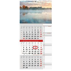 "Poslovni SIVO CRVENI planer" trodjelni kalendar, 12 list., dim: 29,5x62cm, PVC vrećica, pokazivač, P/50