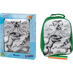Ruksak za bojanje s 5 flomastera Karbon DINO WORLD P12