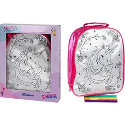 Ruksak za bojanje s 5 flomastera Karbon UNICORN WORLD P12