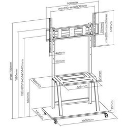 SBOX pokretni podni stalak za TV 37"-100",do 150kg