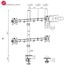 SBOX nosač za 4 monitora 17"-32", do 4x9kg