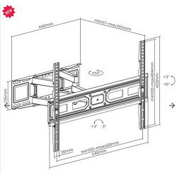 SBOX izvlačno okretni nosač 37"-80", do 40kg