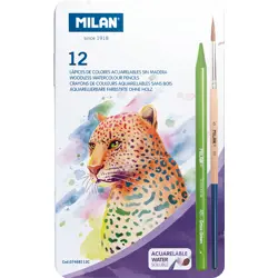 Set crtaći MILAN Todocolor met.kut: 12 bezdrv akvarel bojica+kist P12/48