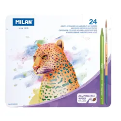 Set crtaći MILAN Todocolor met.kut: 24 bezdrv akvarel bojica+kist P6/24