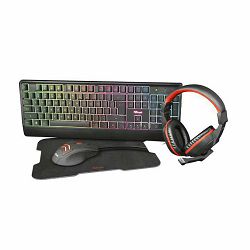 Set TRUST Ziva 4in1 24233, Tipkovnica, Miš, Slušalice i Podloga, Gaming, US, Black