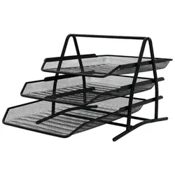 Stalak za spise s 3 ladice, žičani, crni, 350x273x262 mm