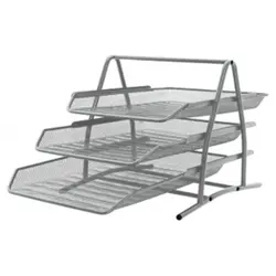 Stalak za spise s 3 ladice, žičani, srebrni, 350x273x262 mm
