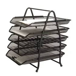 Stalak za spise s 5 ladica, žičani, crni, 350x273x262 mm