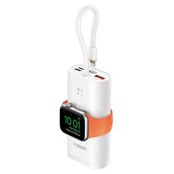 VEGER prijenosna baterija MagFan 10000 mAh, ugrađeni kabel i Apple Watch punjač; ​​bijela