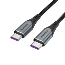 Vention USB 3.1 Gen2 C Male to C Male 5A Cable Gray Aluminum Alloy Type, 1m