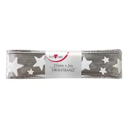 Vrpca ukrasna 2 m x 25 mm, srebrna zvjezdice, Herlitz