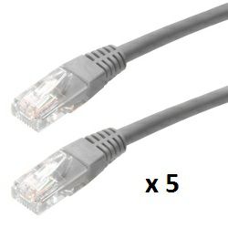 SBOX patch kabel UTP Cat 5e, 1m, sivi, 5 kom