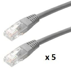 SBOX patch kabel UTP Cat 5e, 3m, sivi, 5 kom