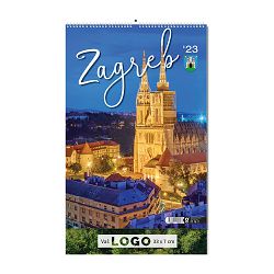 "ZAGREB" 13 list., dim: 33x55 cm, PVC vrećica, P/25, color kalendar